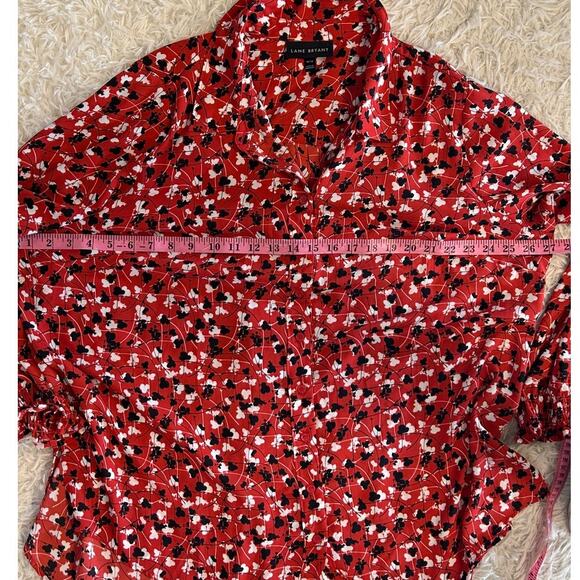 Lane Bryant Women's Size 18/20 Red Floral Button Up Blouse #0341 - Picture 11 of 12